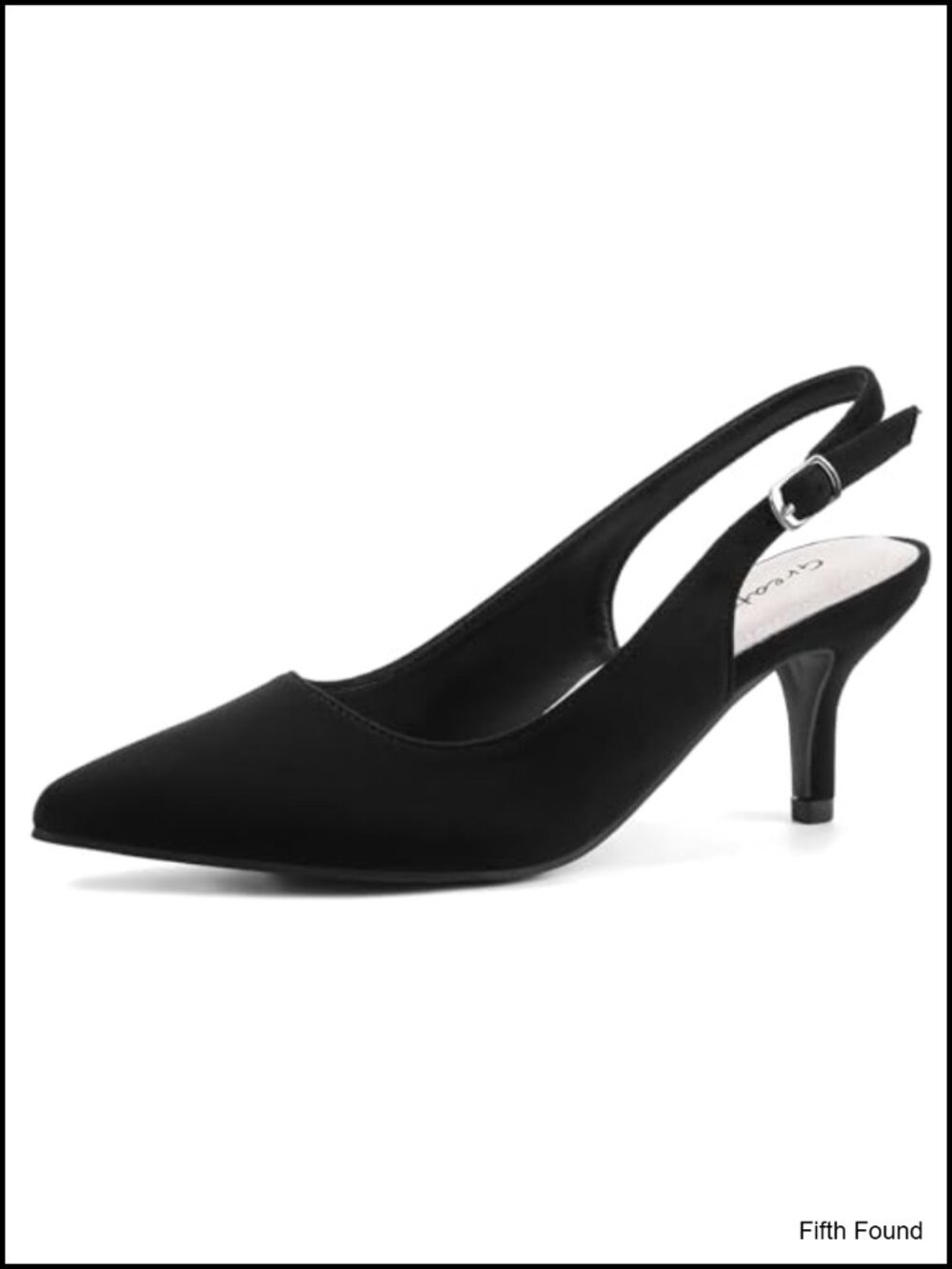 Greatonu Kitten Heels Pointed Toe Slingback Dress Pumps Faux Leather